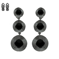 CRYSTAL SPHERE TEXTURED DISC CLIP-ON EARRINGS