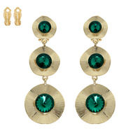 CRYSTAL SPHERE TEXTURED DISC CLIP-ON EARRINGS