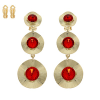 CRYSTAL SPHERE TEXTURED DISC CLIP-ON EARRINGS