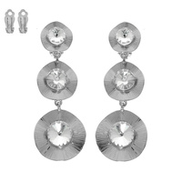 CRYSTAL SPHERE TEXTURED DISC CLIP-ON EARRINGS