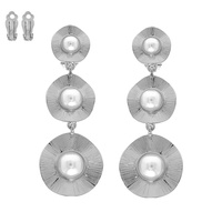 PEARL SPHERE TEXTURED DISC CLIP-ON EARRINGS