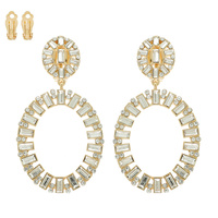 CIRCLE BAGUETTE-CUT CRYSTAL CLIP-ON EARRINGS