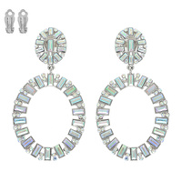 CIRCLE BAGUETTE-CUT CRYSTAL CLIP-ON EARRINGS