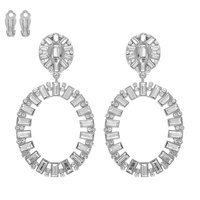 CIRCLE BAGUETTE-CUT CRYSTAL CLIP-ON EARRINGS