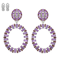 CIRCLE BAGUETTE-CUT CRYSTAL CLIP-ON EARRINGS