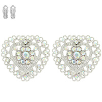 FILIGREE HEART SHAPED CLIP-ON EARRINGS