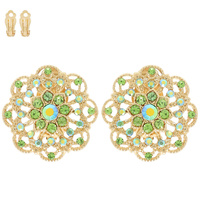 CRYSTAL EMBELLISHED FLORAL CLIP-ON EARRINGS