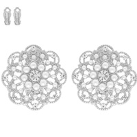 CRYSTAL EMBELLISHED FLORAL CLIP-ON EARRINGS