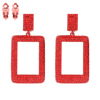 SQUARE RHINESTONE CLIP EARRING