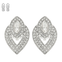 CRYSTAL AND PEARL TEARDROP CLIP-ON EARRINGS