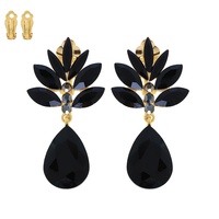 PETAL CLUSTER TEARDROP CRYSTAL CLIP-ON EARRINGS