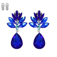 PETAL CLUSTER TEARDROP CRYSTAL CLIP-ON EARRINGS