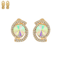 EVENING GLAM CRYSTAL ORBIT HALO STUD CLIP ON EARRINGS