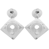 SPIRAL COIL PATTERN RHOMBUS CLIP-ON EARRINGS