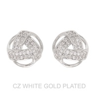 GOLD PLATED CZ CELTIC LOVE KNOT STUD EARRINGS