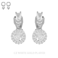 GOLD PLATED CUBIC ZIRCONIA HALO CLIP-ON EARRINGS