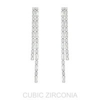 CUBIC ZIRCONIA LINEAR DROP EARRINGS