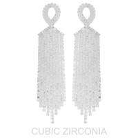 CUBIC ZIRCONIA (CZ) RHINESTONE TASSEL EARRINGS