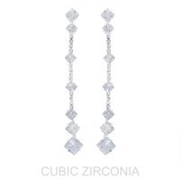 PRINCESS-CUT CZ LINEAR EARRINGS