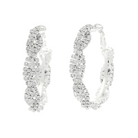 RHINESTONE PAVE CROSSOVER HOOP EARRINGS