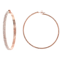 80MM 2 LINE PAVE RHINESTONE HOOP EARRINGS