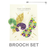 2PC MARDI GRAS THEME ASSORTED BROOCH PIN SET