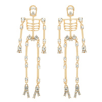 HALLOWEEN JEWELED ARTICULATED SKELETON EARRINGS