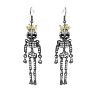 HALLOWEEN JEWELED CROWNED SKULL EARRINGS