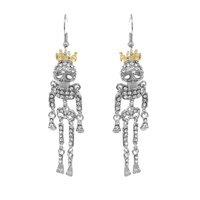 HALLOWEEN JEWELED CROWNED SKULL EARRINGS