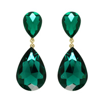 2-TIER TEARDROP CRYSTAL POST EARRINGS