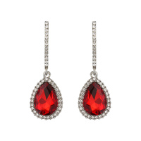 CRYSTAL RHINESTONE LONG DROP TEARDROP EARRINGS