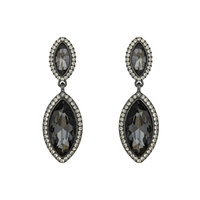 2-TIER CRYSTAL RHINESTONE PETAL CUT HALO DANGLE AND DROP EARRINGS