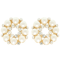 FLORAL RHINESTONE EMBELLISHMENT PEARL EARRINGS