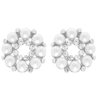 FLORAL RHINESTONE EMBELLISHMENT PEARL EARRINGS