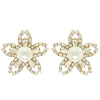 FLORAL CRYSTAL PEARL EARRINGS