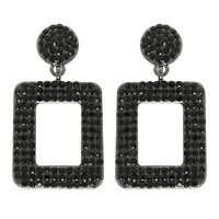 RHINESTONE PAVE RECTANGULAR DANGLE EARRINGS