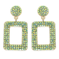 RHINESTONE PAVE RECTANGULAR DANGLE EARRINGS