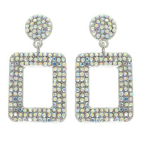 RHINESTONE PAVE RECTANGULAR DANGLE EARRINGS