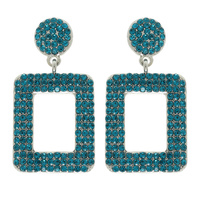 RHINESTONE PAVE RECTANGULAR DANGLE EARRINGS