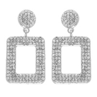 RHINESTONE PAVE RECTANGULAR DANGLE EARRINGS