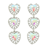 CRYSTAL HEART RHINESTONE HALO POST EARRINGS