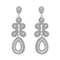 PAVE TEARDROP RHINESTONE DANGLE EARRINGS