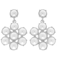 FLORAL PEARL POST DANGLE EARRINGS