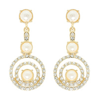 PEARL OPEN HALO POST DANGLE EARRINGS