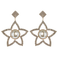 STAR RHINESTONE EARRING W/PEARL IN CENTER