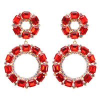 FASHION RHINESTONE DROP HOOP EARRINGS