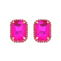 CRYSTAL RHINESTONE OCTAGON CUT HALO DROP EARRINGS