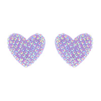 RHINESTONE HEART ACRYLIC POST EARRINGS