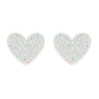 RHINESTONE HEART ACRYLIC POST EARRINGS