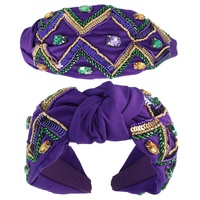 MARDI GRAS TRICOLOR SEQUIN TOP KNOTTED HEADBAND